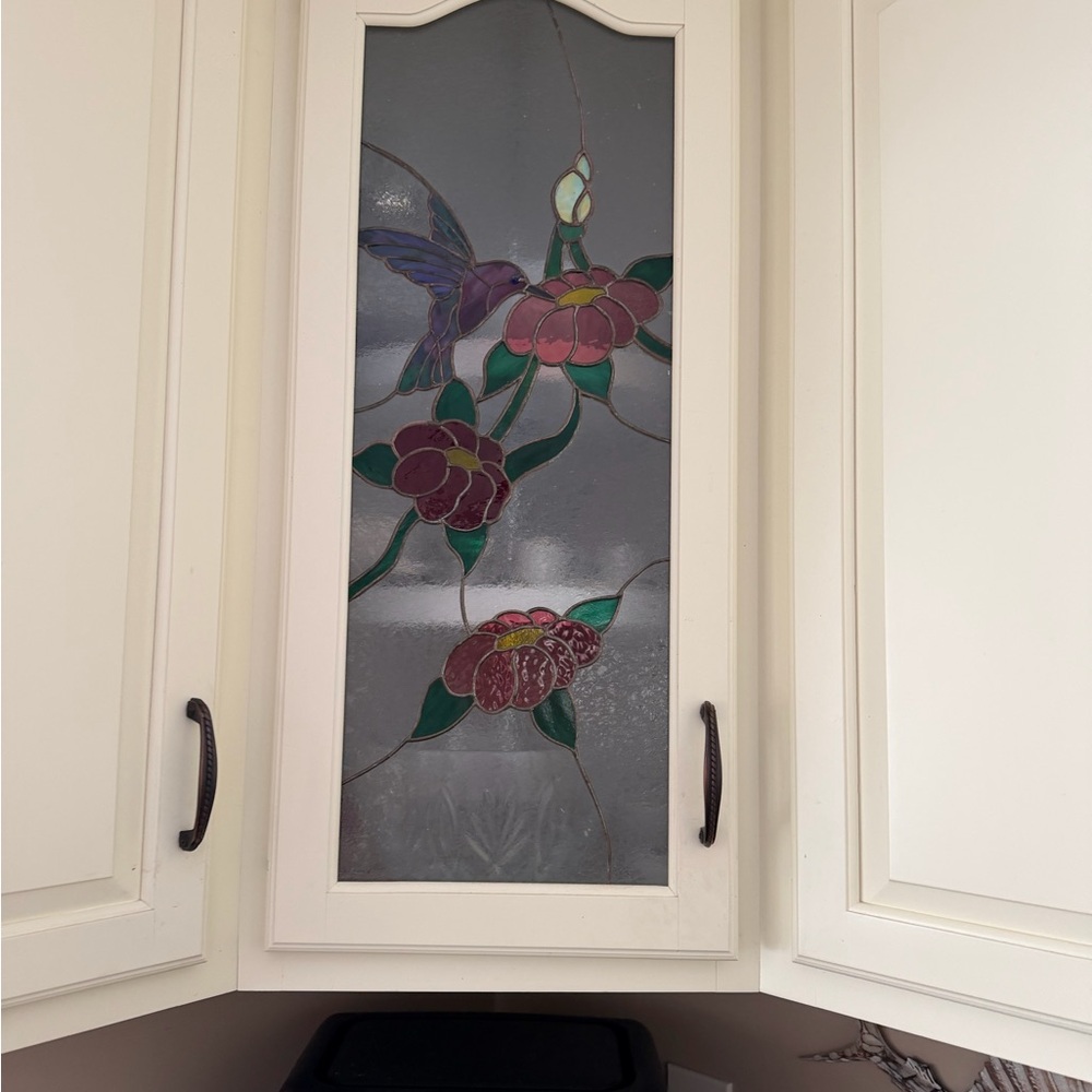 Stained Glass for Cabinet Door with Floral Design